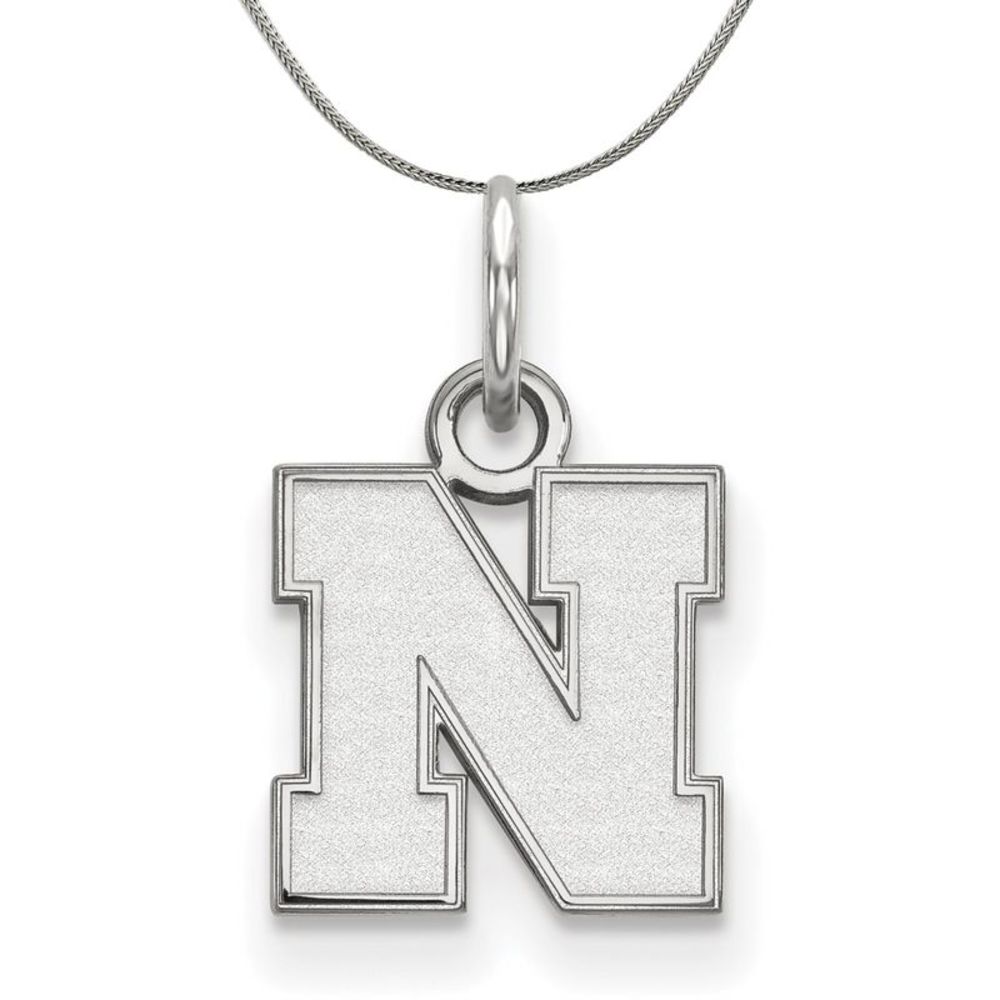 Sterling Silver U. of Nebraska XS (Tiny) Initial N Necklace - 16 Inch
